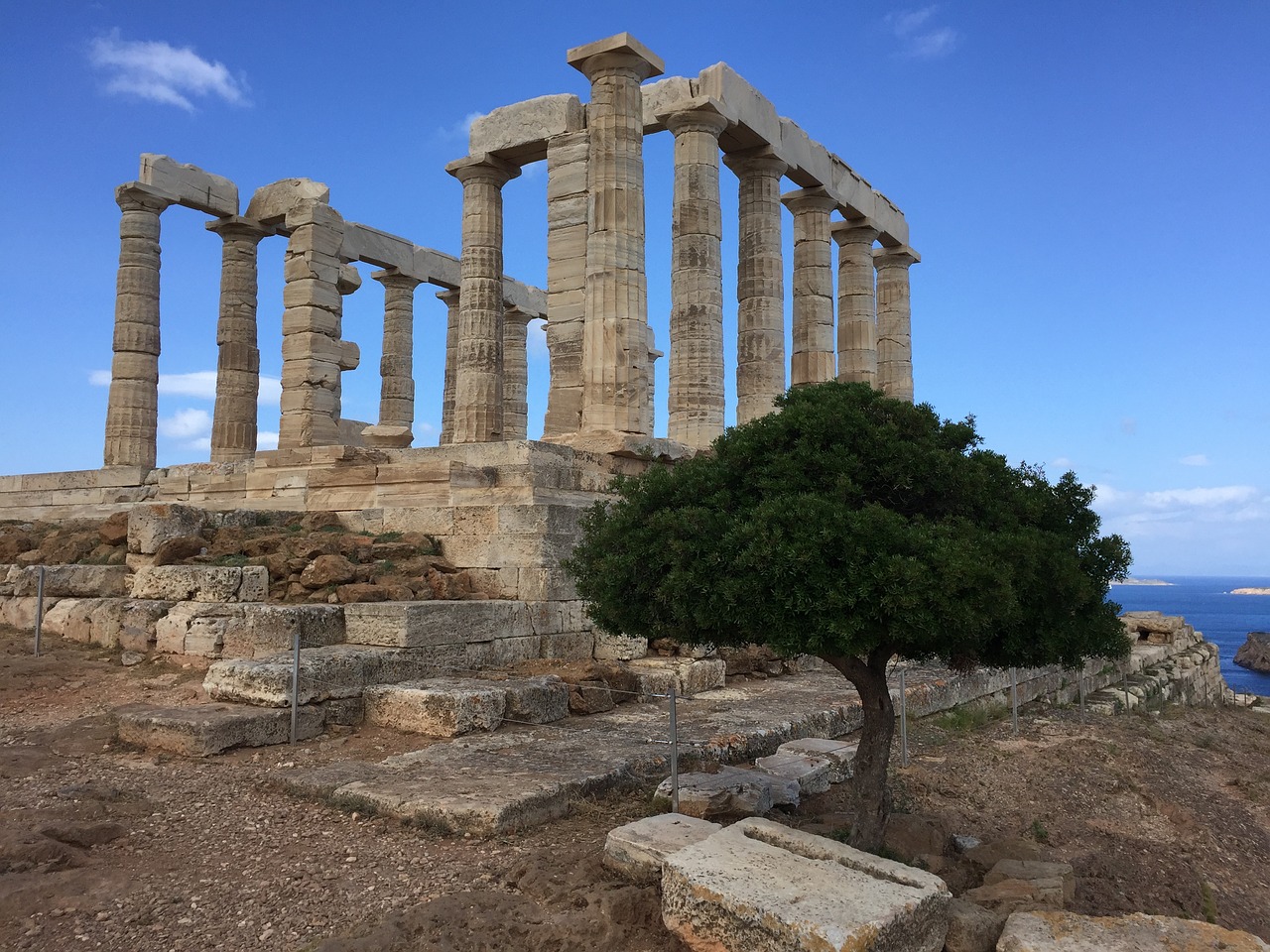 como era ruinas del templo de Poseidon en Grecia